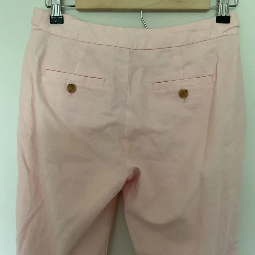 Banana Republic Avery Peach Linen Blend Tailored Ankle Pants 00 Petite Office